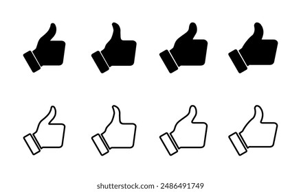 Thumbs up icon set. Hand like. Like icon vector. 