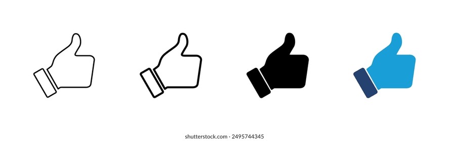 Thumbs up icon set. Hand like. Like icon vector. 