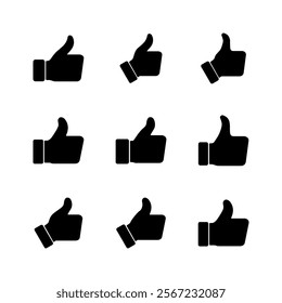 Thumbs up icon set. Hand like. Like icon vector. 