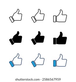 Thumbs up icon set. Hand like. Like icon vector. 