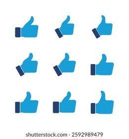 Thumbs up icon set. Hand like. Like icon vector. 