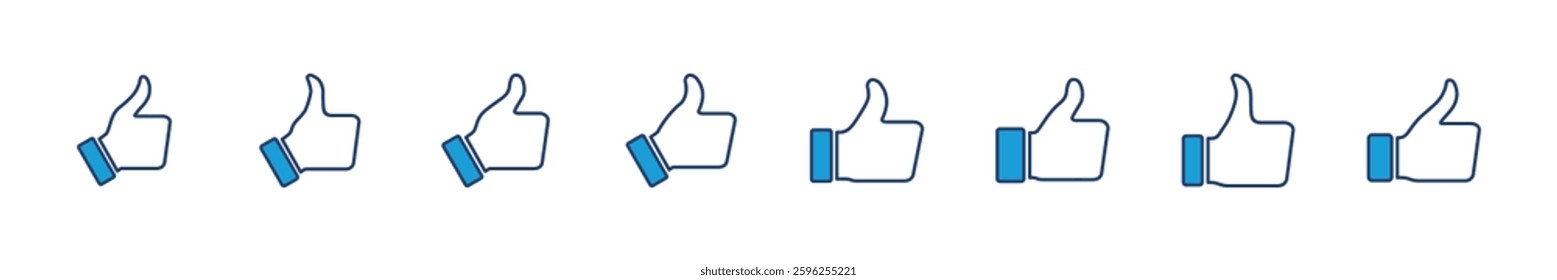 Thumbs up icon set. Hand like. Like icon vector. 