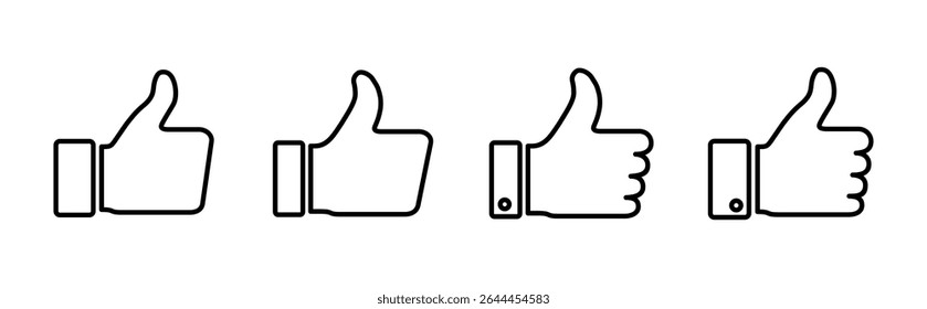 Thumbs up icon set. Hand like. Like icon vector. 