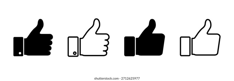 Thumbs up icon set. Hand like. Like icon vector. 