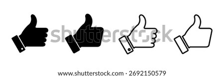 Thumbs up icon set. Hand like. Like icon vector. 