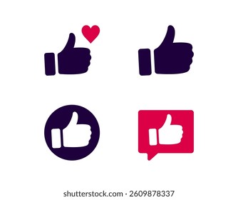 Thumbs up icon set. Social media notification signs. Emoji post reactions set. Vector illustration