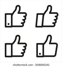 Thumbs Up Icon Set. Thumb Up Line Icons. Flat Style - Stock Vector.