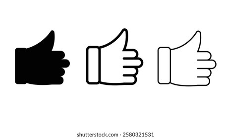 Thumbs up icon set with white background.