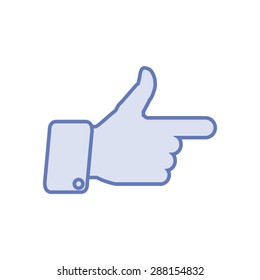 Thumbs up icon. Sign indicates direction of hand. Output direction. Exit