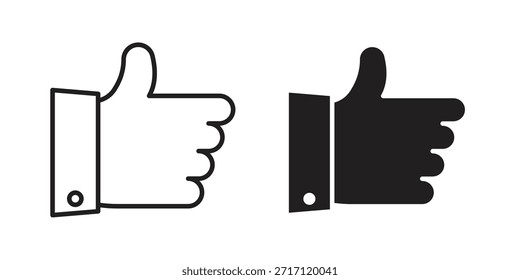 Diseños de Vector de silueta de icono de pulgares hacia arriba. Trazos editables