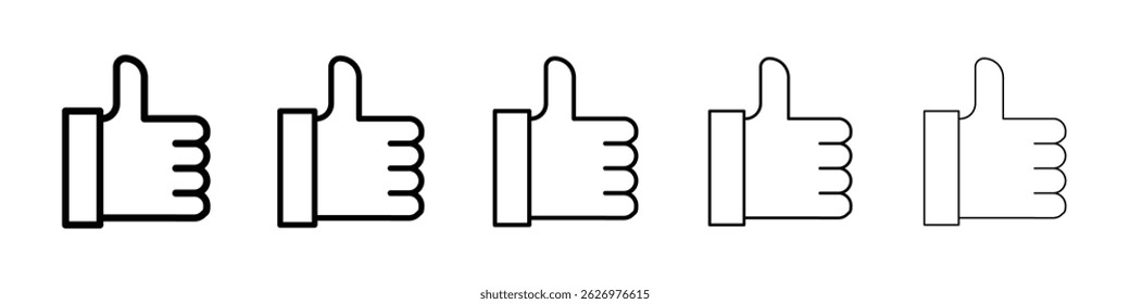 icono de pulgar hacia arriba Símbolo plano de línea delgada simple