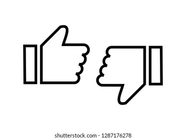 Thumbs up icon. social media icon. Like and dislike icon. Thumbs up and thumbs down