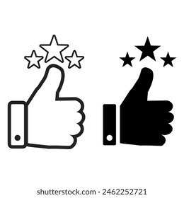 thumbs up icon. Thumbs up with stars. Thumb icon collection. Like signs and symbols. Vector illustration.