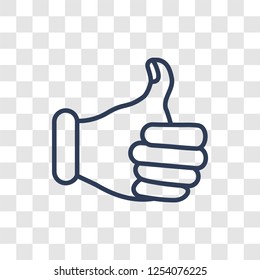 Thumbs up icon. Trendy linear Thumbs up logo concept on transparent background from Hands collection