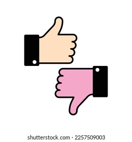 Thumbs icon vector design element. Thumbs up and down icon illustration