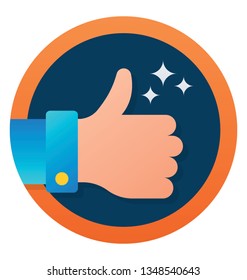 Thumbs up icon vector, flat rounded icon 