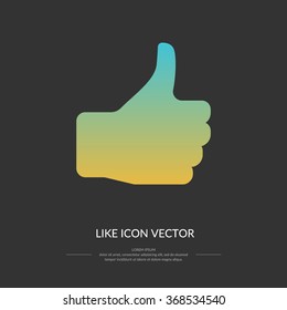 Thumbs up icon. Vector illustration. Hand finger up sign.