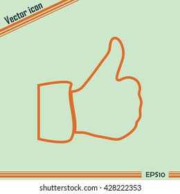 thumbs up icon , vector illustration. Line icon