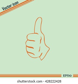 thumbs up icon , vector illustration. Line icon