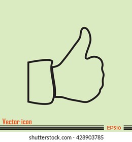 thumbs up icon , vector illustration. Line icon