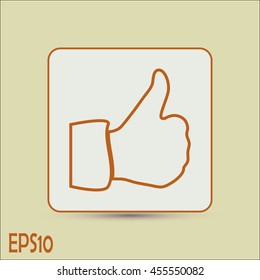 thumbs up icon , vector illustration. Line icon