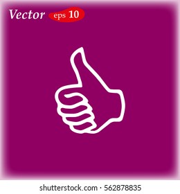 Thumbs up icon. Vector like icon. Social network vector icon for app
