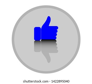 "Thumbs up icon, vector, reflection, shadow.Symbols like or excellent.Button icon thumbs up vector.vector illustration."