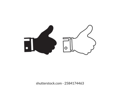 thumbs up icon vector silhouette isolated in white background