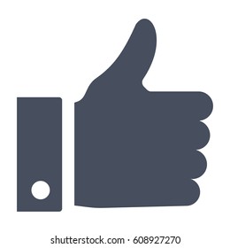 Thumbs up icon, vector silhouette on white background