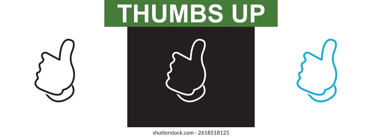 Thumbs up icon. Vector for websites, mobile interfaces, presentations, banner, visual branding etc. Vector illustration. isolated on white and black background. EPS 10