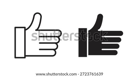 thumbs up icons in filled, thin line, outline and strokes
