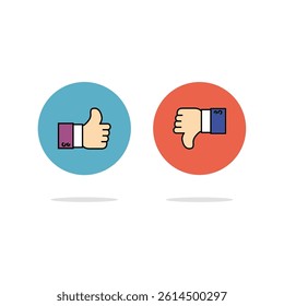 Thumbs Up Icons Set. Flat Style for Social Network. illustration