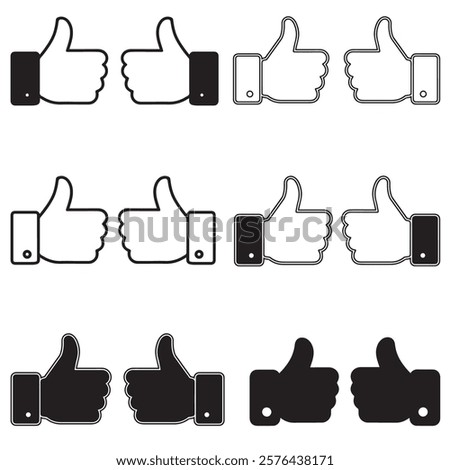 thumbs up icons set line art and filled fully vectorized and easy scalable.