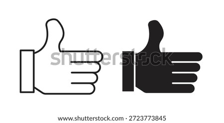 thumbs up icons, vector symbols. filled flat sign