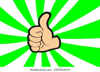 Thumbs up illustration, a positive sign of approval, support, likes and a job well done