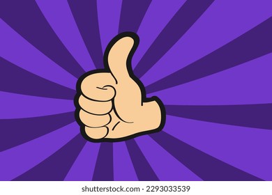 Thumbs up illustration, a positive sign of approval, support, likes and a job well done