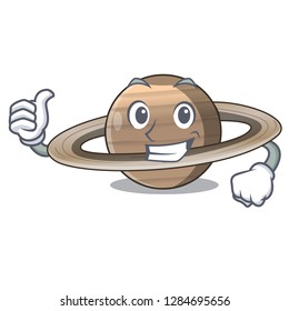 Thumbs up image of planet saturn in character