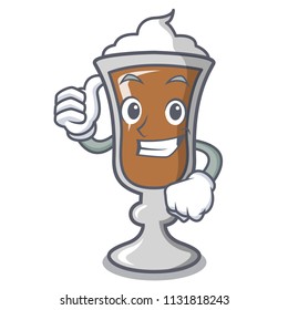 Thumbs up irish coffee character cartoon