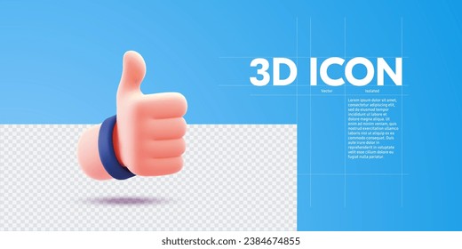 Thumbs up isolated on white background. Like Finger Sign. positive feedback. Vector illustration