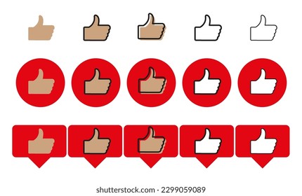 Thumbs up isolated in red circles and bulbs. Vector illustration. ESP 10.