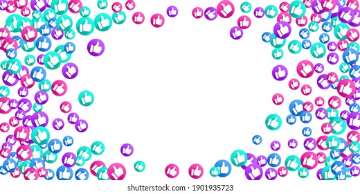 Thumbs up isolated vector like social media sign symbols. Recommendation icons, good choice labels. Vote web buttons with man hand. Social media like icons. Recommended icons scatter. Like symbols