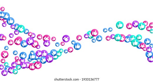 Thumbs up isolated vector like social media sign symbols. Recommendation icons, good choice labels. Vote web buttons with man hand. Social media like icons. Recommended icons scatter. Like symbols