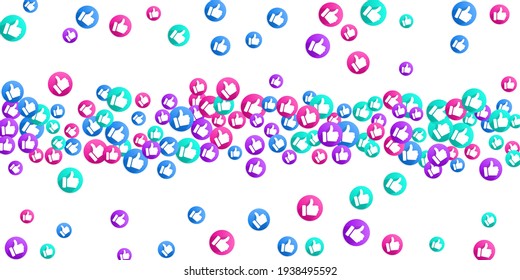 Thumbs up isolated vector like social media sign symbols. Recommendation icons, good choice labels. Vote web buttons with man hand. Social media like icons. Recommended icons scatter. Like symbols
