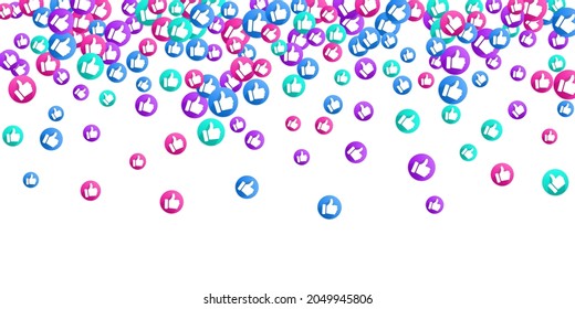 Thumbs up isolated vector like social media sign symbols. Recommendation icons, good choice labels. Vote web buttons with man hand. Social media like icons. Recommended icons scatter. Like symbols