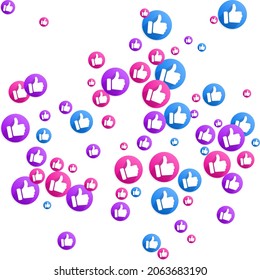 Dreh dich isolierte Vektorgrafiken wie Symbole sozialer Medien um. Empfehlungssymbole, Etiketten guter Wahl. Wählen Sie Web-Buttons mit der Hand. Soziale Medien wie Symbole. Empfohlene Symbole, rosa blaue Symbole