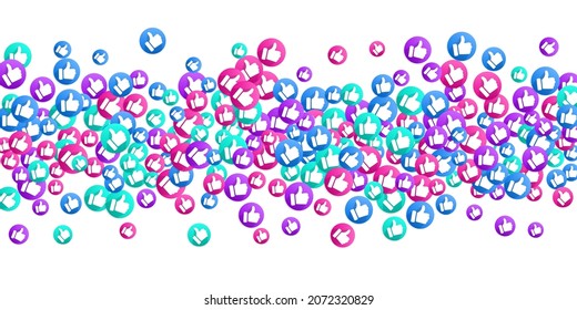 Thumbs up isolated vector like social media sign symbols. Recommendation icons, good choice labels. Vote web buttons with man hand. Social media like icons. Recommended icons scatter. Like symbols