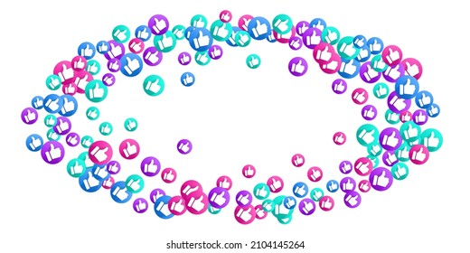 Levanta el vector aislado como símbolos de signos de medios sociales. Iconos de recomendación, etiquetas de buena elección. Vota los botones web con la mano del hombre. A los medios sociales les gustan los íconos. Esparcimiento de iconos recomendados. Como símbolos