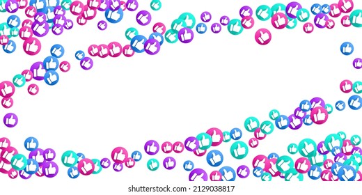 Thumbs up isolated vector like social media sign symbols. Recommendation icons, good choice labels. Vote web buttons with man hand. Social media like icons. Recommended icons scatter. Like symbols