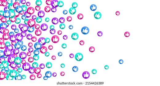 Thumbs up isolated vector like social media sign symbols. Recommendation icons, good choice labels. Vote web buttons with man hand. Social media like icons. Recommended icons scatter. Like symbols