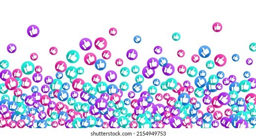 Thumbs up isolated vector like social media sign symbols. Recommendation icons, good choice labels. Vote web buttons with man hand. Social media like icons. Recommended icons scatter. Like symbols